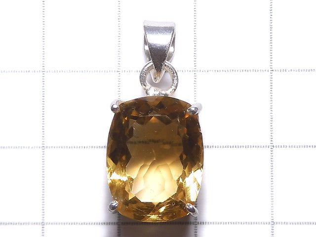 [Video][One of a kind] High Quality Brandy Citrine AAA Faceted Pendant Silver925 NO.9