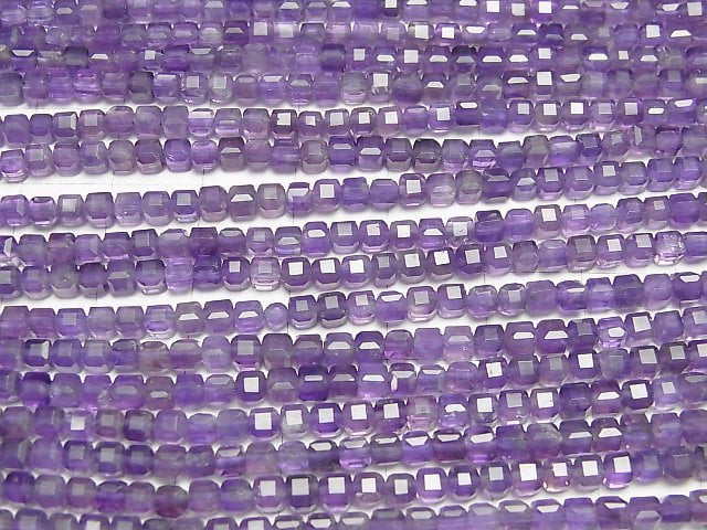 [Video]High Quality! Amethyst AA++ Cube Shape 3x3x3mm 1strand beads (aprx.15inch/37cm)