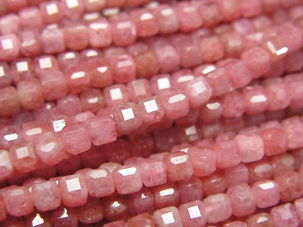 [Video]High Quality! Imperial Rhodonite AA++ Cube Shape 3x3x3mm 1strand beads (aprx.15inch/37cm)