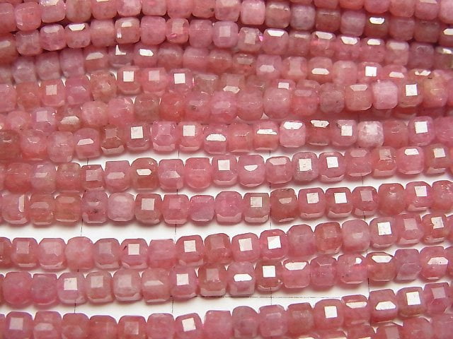 [Video]High Quality! Imperial Rhodonite AA++ Cube Shape 3x3x3mm 1strand beads (aprx.15inch/37cm)
