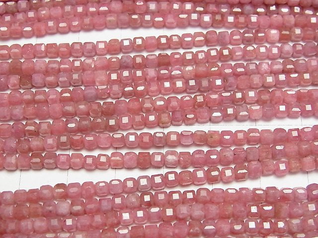 [Video]High Quality! Imperial Rhodonite AA++ Cube Shape 3x3x3mm 1strand beads (aprx.15inch/37cm)