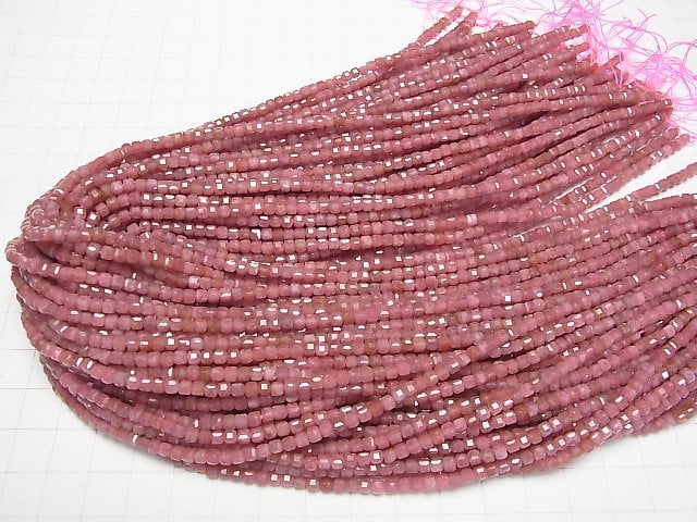 [Video]High Quality! Imperial Rhodonite AA++ Cube Shape 3x3x3mm 1strand beads (aprx.15inch/37cm)
