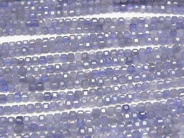 [Video]High Quality! Tanzanite AA++ Cube Shape 3x3x3mm 1strand beads (aprx.15inch/37cm)
