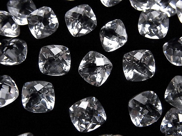 [Video]High Quality White Topaz AAA Loose stone Square Faceted (Checker Cut) 8x8mm 3pcs