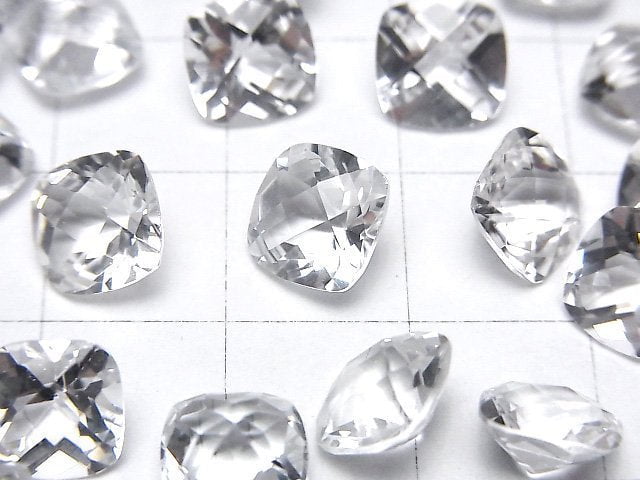 [Video]High Quality White Topaz AAA Loose stone Square Faceted (Checker Cut) 8x8mm 3pcs