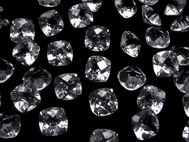 [Video]High Quality White Topaz AAA Loose stone Square Faceted (Checker Cut) 8x8mm 3pcs