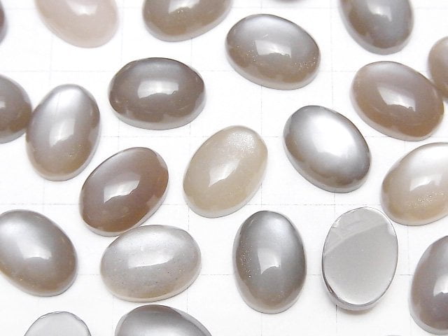 [Video]Gray-Brown Moonstone AAA Oval Cabochon 14x10mm 2pcs