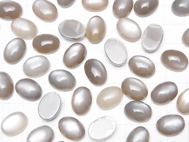 [Video]Gray-Brown Moonstone AAA Oval Cabochon 14x10mm 2pcs