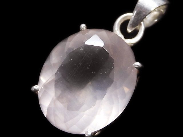 [Video][One of a kind] High Quality Rose Quartz AAA Faceted Pendant Silver925 NO.2