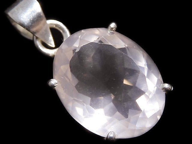 [Video][One of a kind] High Quality Rose Quartz AAA Faceted Pendant Silver925 NO.5