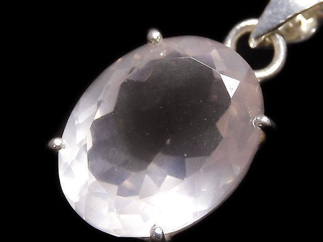 [Video][One of a kind] High Quality Rose Quartz AAA Faceted Pendant Silver925 NO.8