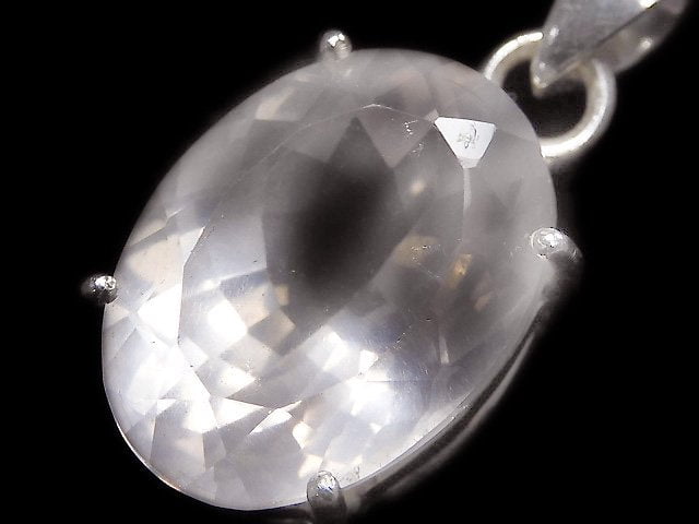 [Video][One of a kind] High Quality Rose Quartz AAA Faceted Pendant Silver925 NO.10