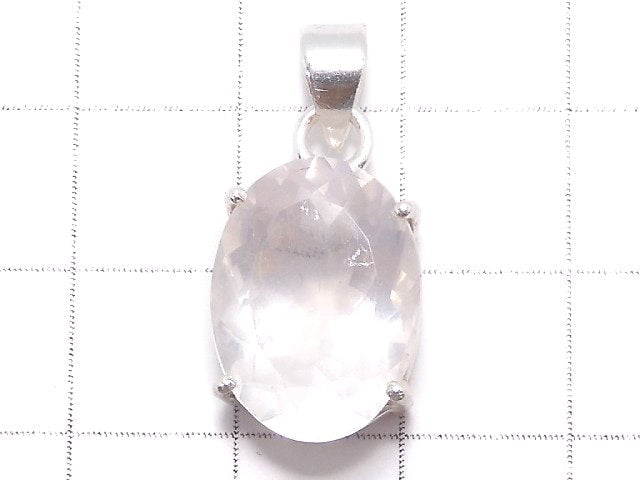 [Video][One of a kind] High Quality Rose Quartz AAA Faceted Pendant Silver925 NO.10