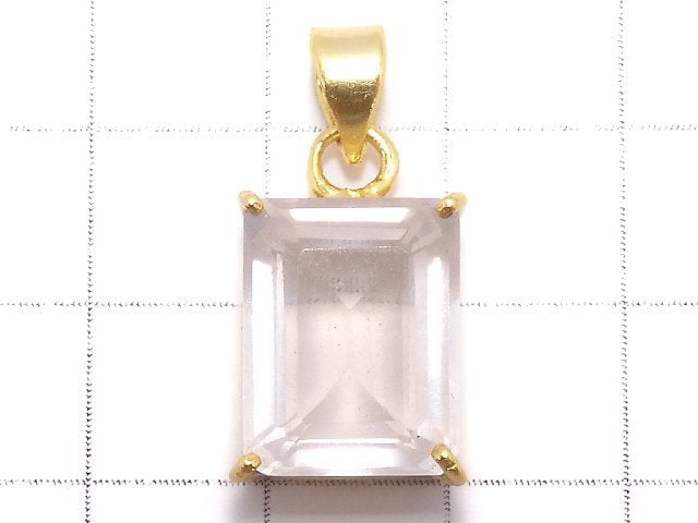 [Video][One of a kind] High Quality Rose Quartz AAA Faceted Pendant 18KGP NO.17