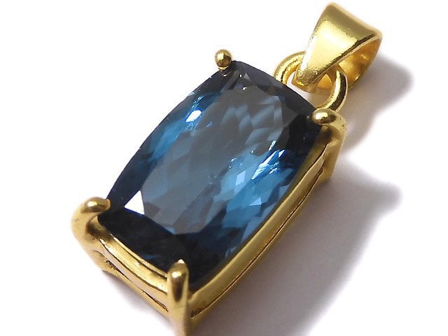 [Video][One of a kind] High Quality London Blue Topaz AAA Faceted Pendant 18KGP NO.15