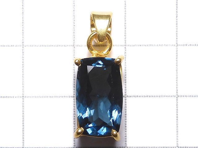 [Video][One of a kind] High Quality London Blue Topaz AAA Faceted Pendant 18KGP NO.15