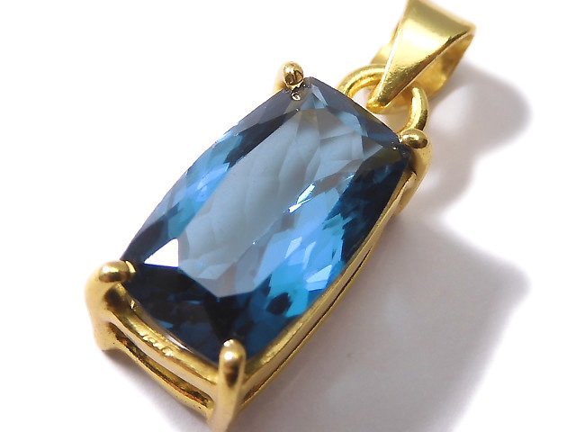 [Video][One of a kind] High Quality London Blue Topaz AAA Faceted Pendant 18KGP NO.19