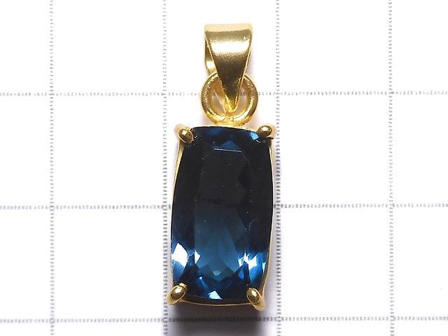 [Video][One of a kind] High Quality London Blue Topaz AAA Faceted Pendant 18KGP NO.19