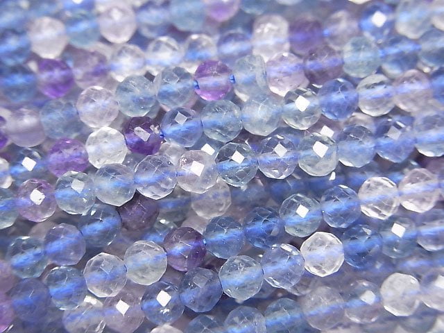 [Video]High Quality! Multicolor Fluorite AAA- Faceted Round 3mm 1strand beads (aprx.15inch/37cm)