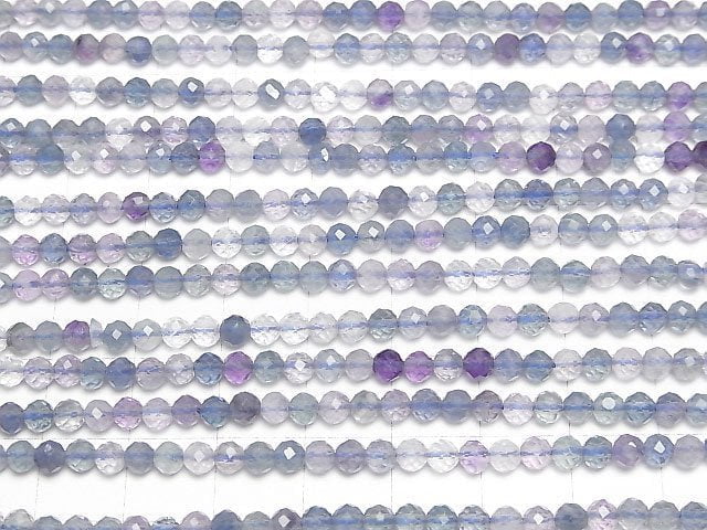 [Video]High Quality! Multicolor Fluorite AAA- Faceted Round 3mm 1strand beads (aprx.15inch/37cm)