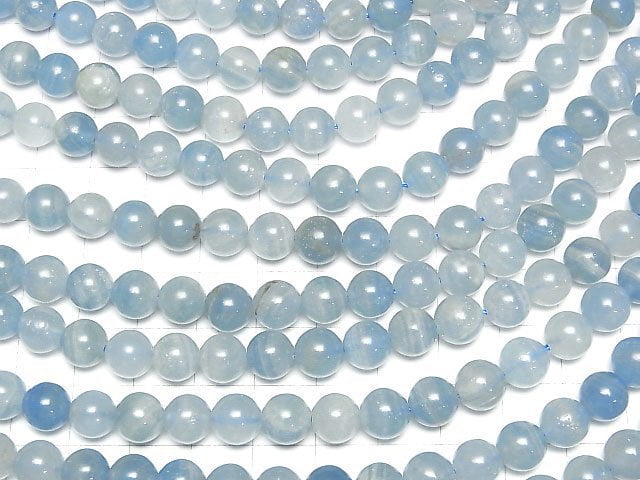 [Video] Natural Blue Calcite AA+ Round 8mm half or 1strand beads (aprx.15inch/36cm)