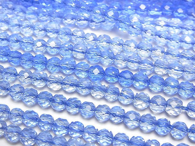 [Video]High Quality! Blue Quartz Faceted Round 4mm 1strand beads (aprx.15inch/37cm)