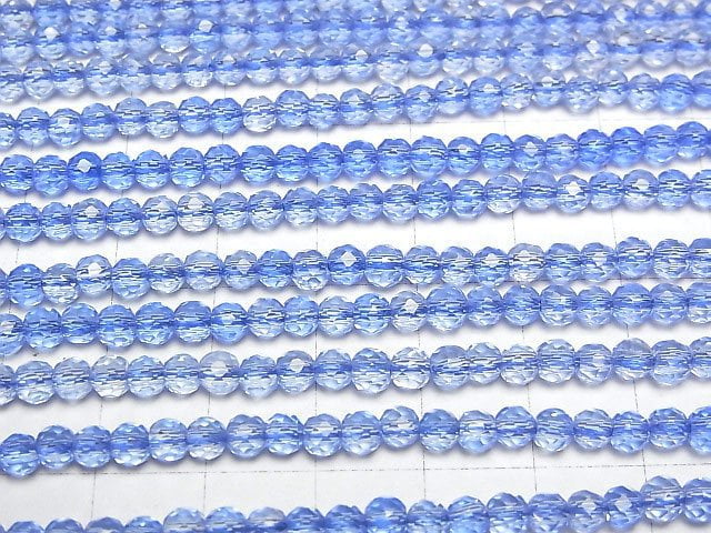 [Video]High Quality! Blue Quartz Faceted Round 4mm 1strand beads (aprx.15inch/37cm)