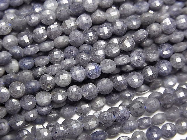 [Video]High Quality! Sri Lanka Sapphire AA Faceted Coin 4x4mm 1strand beads (aprx.15inch/37cm)