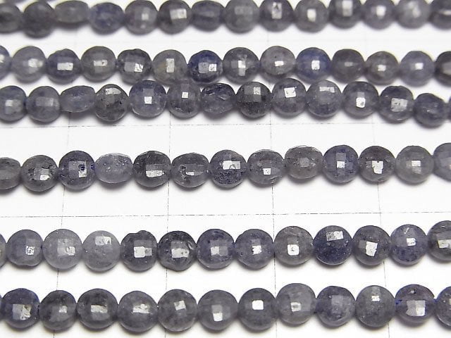 [Video]High Quality! Sri Lanka Sapphire AA Faceted Coin 4x4mm 1strand beads (aprx.15inch/37cm)