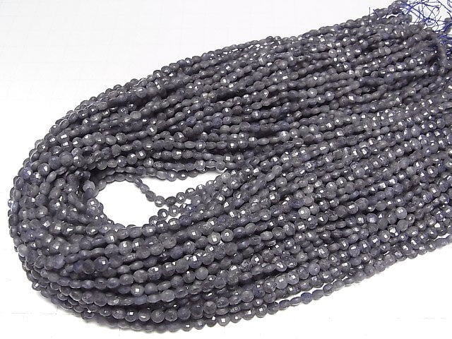 [Video]High Quality! Sri Lanka Sapphire AA Faceted Coin 4x4mm 1strand beads (aprx.15inch/37cm)