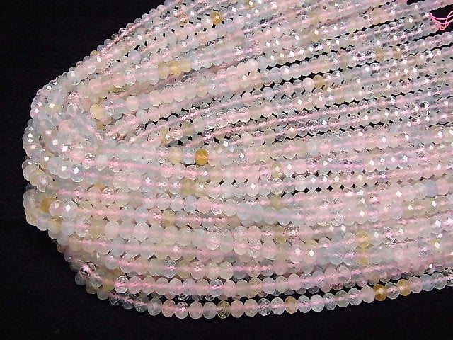 [Video]High Quality! Beryl Mix (Multicolor Aquamarine) AAA- Faceted Button Rondelle 5x5x4mm half or 1strand beads (aprx.15inch/36cm)