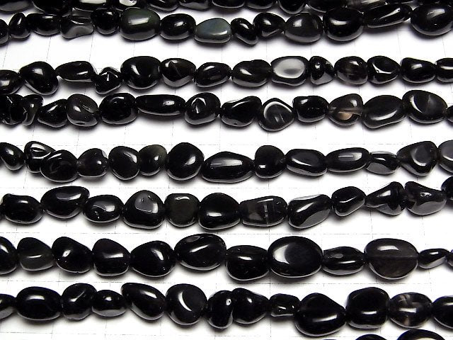 [Video] Black Obsidian AA++ Nugget 1strand beads (aprx.15inch/37cm)