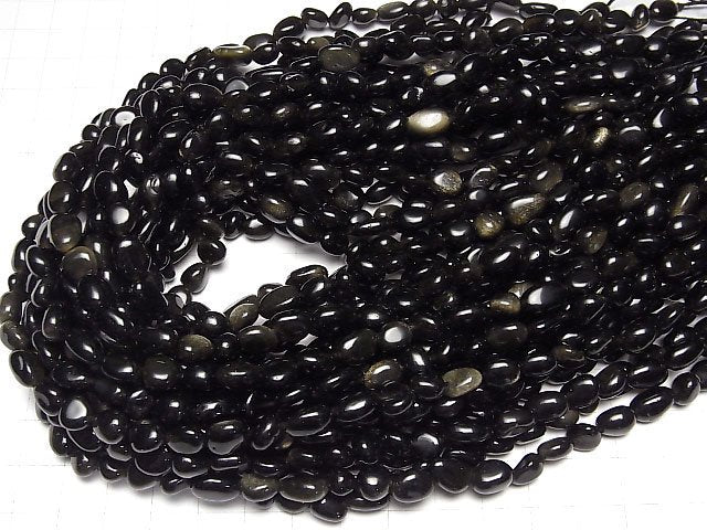 [Video] Golden Obsidian AA++ Nugget 1strand beads (aprx.15inch/37cm)