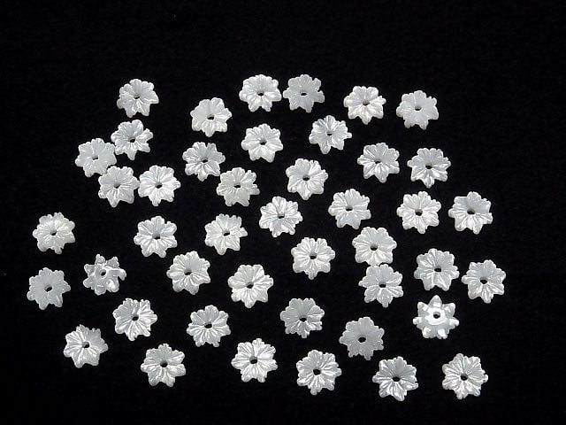 [Video] High Quality White Shell (Silver-lip Oyster) AAA Flower 6mm Center Hole 4pcs