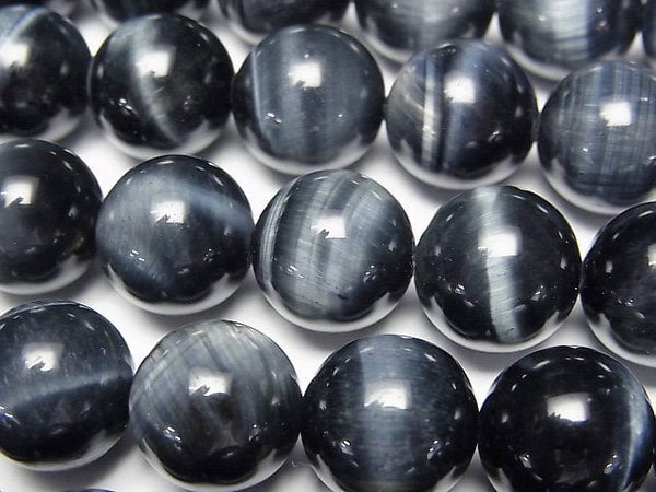 [Video] Blue color Tiger's Eye AAA- Round 12mm half or 1strand beads (aprx.15inch/36cm)