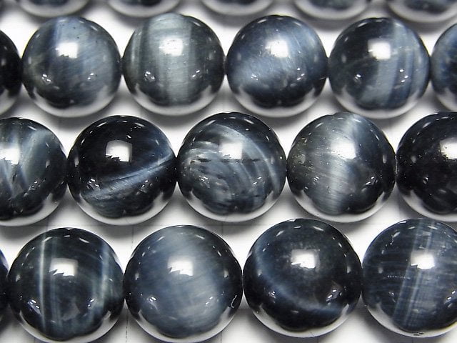 [Video] Blue color Tiger's Eye AAA- Round 12mm half or 1strand beads (aprx.15inch/36cm)