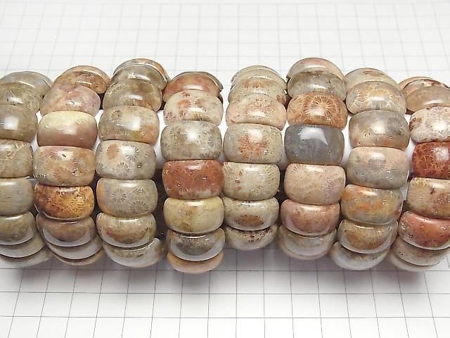 [Video] Fossil Coral 2-Hole Oval 20x10mm 1-Strand (Bangle Bracelet)