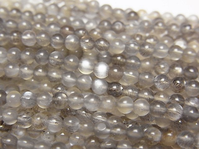 [Video]High Quality Gray Moonstone AAA- Round 3mm 1strand beads (aprx.15inch/37cm)