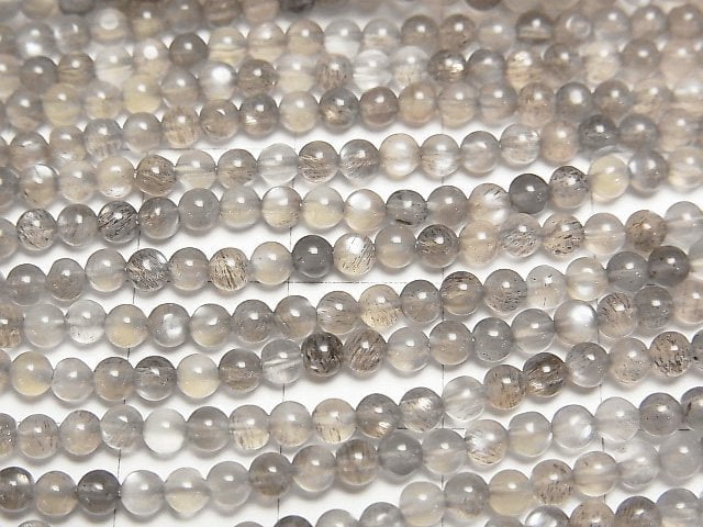 [Video]High Quality Gray Moonstone AAA- Round 3mm 1strand beads (aprx.15inch/37cm)