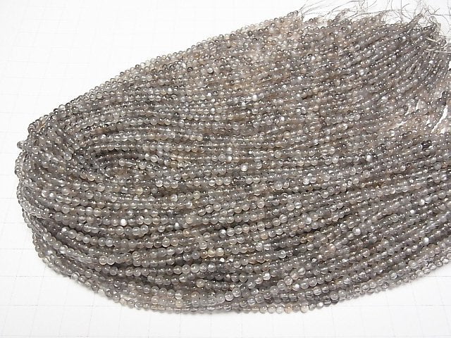 [Video]High Quality Gray Moonstone AAA- Round 3mm 1strand beads (aprx.15inch/37cm)