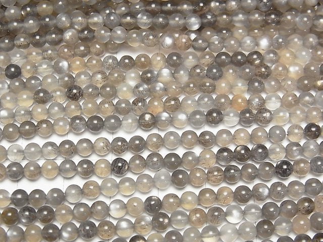 [Video]High Quality Gray Moonstone AAA- Round 4mm 1strand beads (aprx.15inch/38cm)