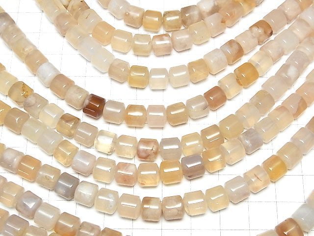 [Video] Madagascar Cherry Blossom Agate Rondelle (Tube) 8x8x7mm 1strand beads (aprx.14inch/34cm)