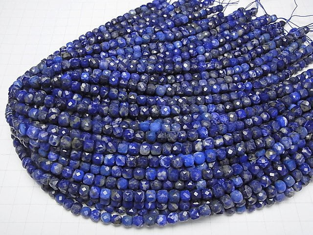 [Video]High Quality! Lapislazuli AA Cube Shape 6x6x6mm half or 1strand beads (aprx.15inch/37cm)