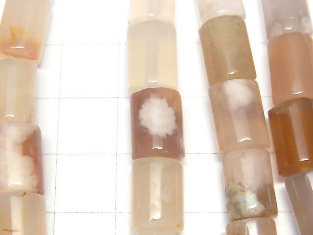 [Video] Madagascar Cherry Blossom Agate Tube 12x8x8mm 1strand beads (aprx.14inch/35cm)