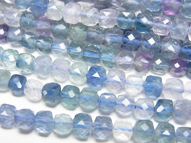 [Video]High Quality! Multicolor Fluorite AA++ Cube Shape 4x4x4mm 1strand beads (aprx.15inch/37cm)