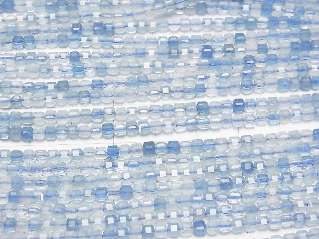 [Video]High Quality! Aquamarine AA++ Cube Shape 3x3x3mm 1strand beads (aprx.15inch/38cm)