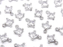 Metal parts Diamond charm silver color (with CZ) 2pcs