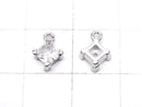 Metal parts Diamond charm silver color (with CZ) 2pcs