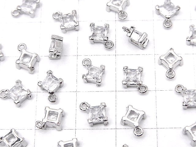 Metal parts Diamond charm silver color (with CZ) 2pcs