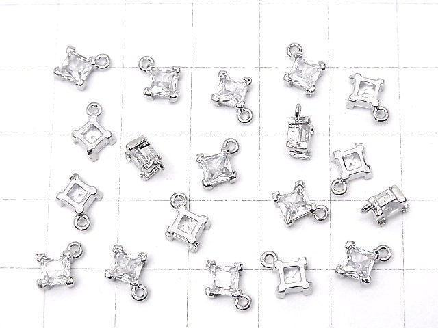 Metal parts Diamond charm silver color (with CZ) 2pcs